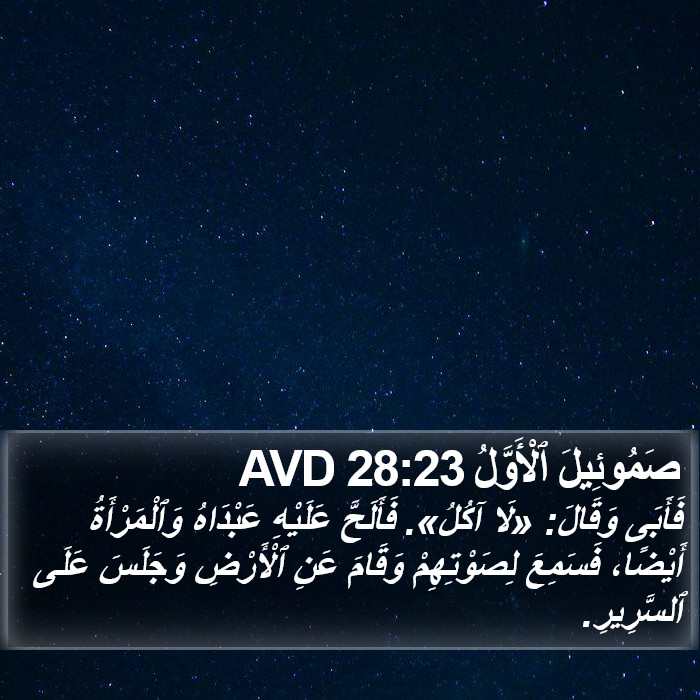 صَمُوئِيلَ ٱلْأَوَّلُ 28:23 AVD Bible Study