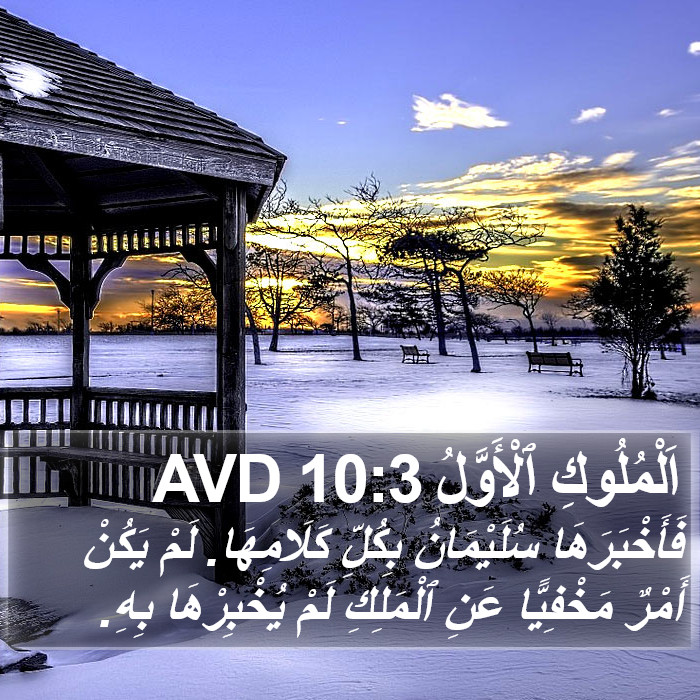 اَلْمُلُوكِ ٱلْأَوَّلُ 10:3 AVD Bible Study