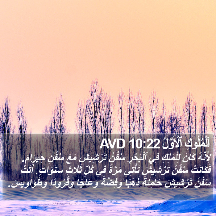 اَلْمُلُوكِ ٱلْأَوَّلُ 10:22 AVD Bible Study