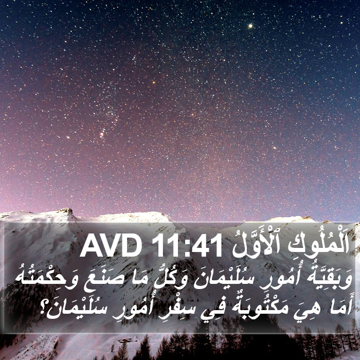 اَلْمُلُوكِ ٱلْأَوَّلُ 11:41 AVD Bible Study