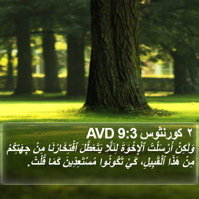 ٢ كورنثوس 9:3 AVD Bible Study